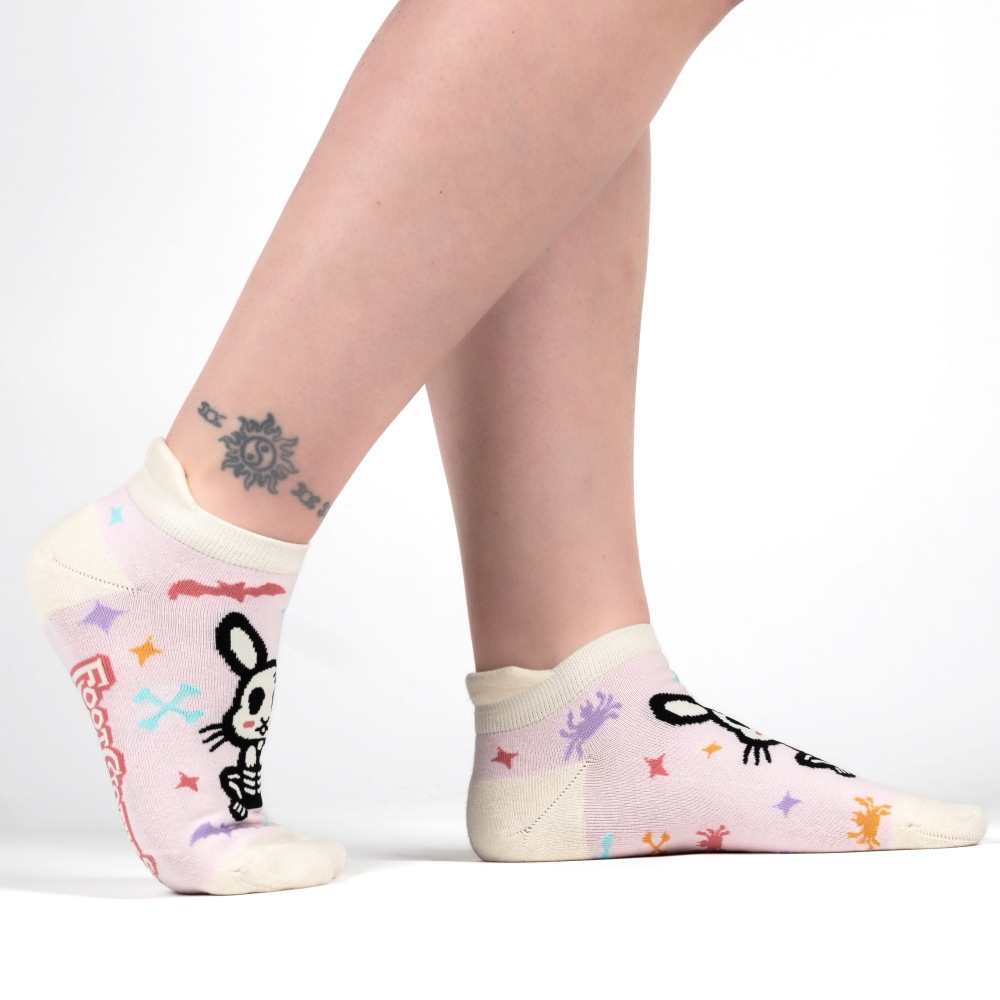 Footclothes - Skelly Bunny Chaussette de cheville - Rose
